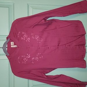 St John's Bay Shirt  Embroidery Dusty Rose (Size M)